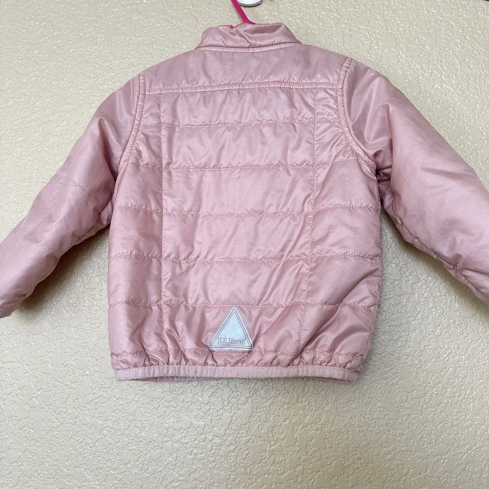 LL Bean Kids Pink Lightweight Puffer Jacket Coat Girls 12-18 Months Hooded Wind